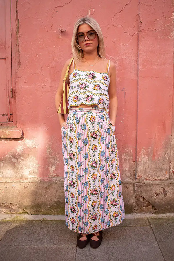 Pink City Prints Sicily Vintage Bouquet Skirt - The Mercantile London