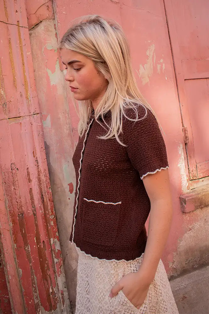 Petite Mendigote Mina Chocolate Knitted Shirt - The Mercantile London