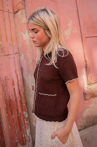 Petite Mendigote Mina Chocolate Knitted Shirt - The Mercantile London