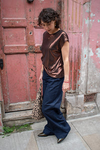 Fransa Franny Cocolate Metallic Top - The Mercantile London