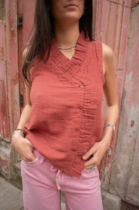 An'ge Siloe Chocolate Sleeveless Blouse - The Mercantile London
