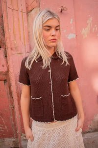 Petite Mendigote Mina Chocolate Knitted Shirt - The Mercantile London