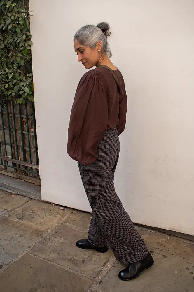 ICHI Melda Chicory Coffee Gathered Blouse
