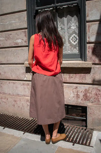 Damson Madder Caspia Chocolate Volume Midi Skirt