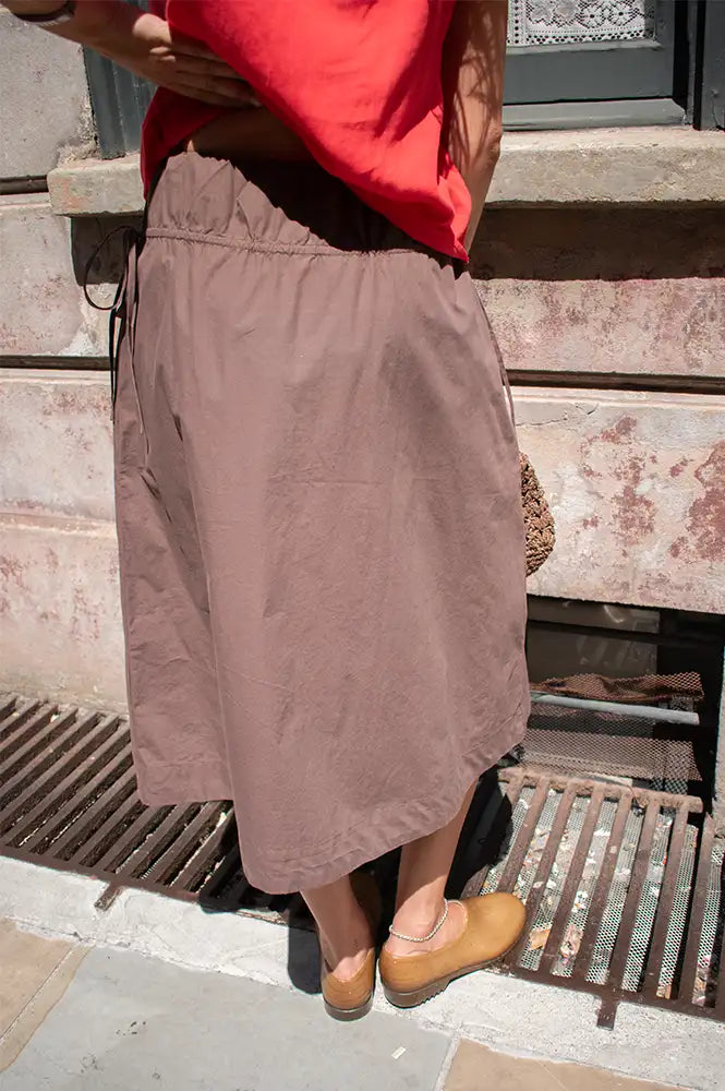 Damson Madder Caspia Chocolate Volume Midi Skirt
