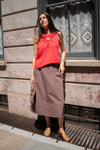 Damson Madder Caspia Chocolate Volume Midi Skirt