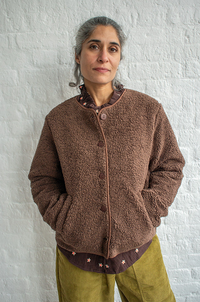 A.P Gerdie Cocoa Brown Sherpa Jacket - The Mercantile London