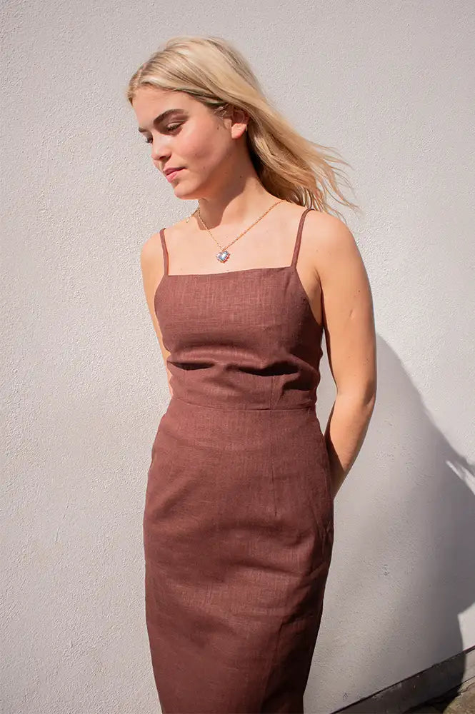 Grace & Mila Veranys Chocolate Linen Dress - The Mercantile London
