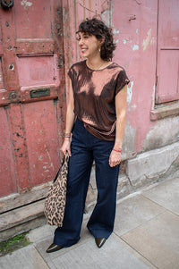 Fransa Franny Cocolate Metallic Top - The Mercantile London