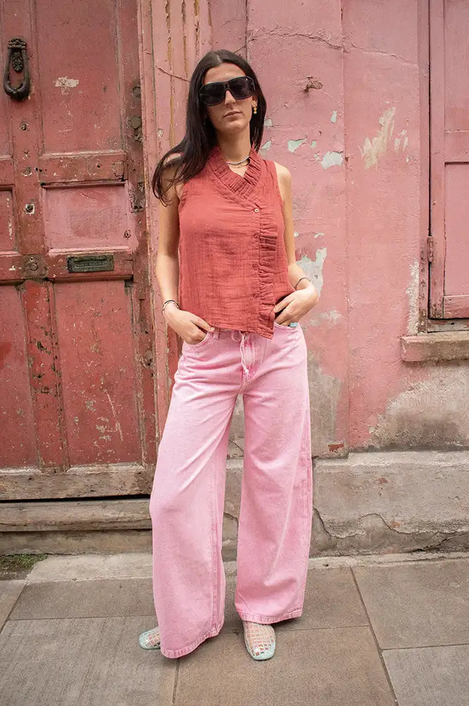 An'ge Siloe Chocolate Sleeveless Blouse - The Mercantile London