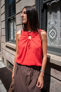 Komodo Zizi Coral Tencel Linen Top