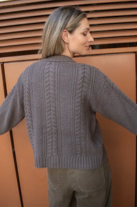 Anne Mi Heather Dark Dun Knit Cardigan