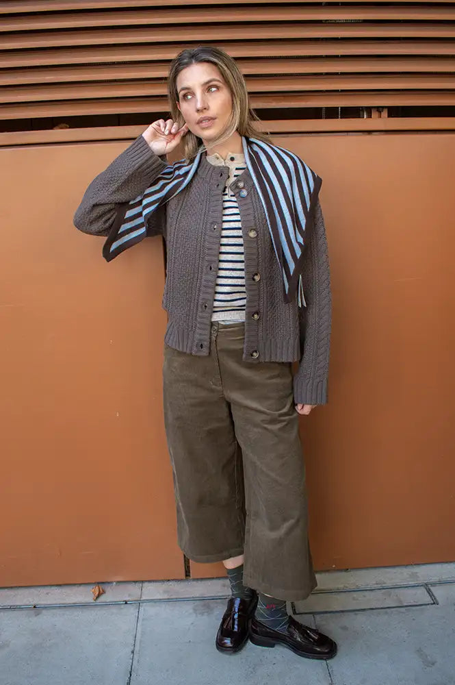 Anne Mi Heather Dark Dun Knit Cardigan