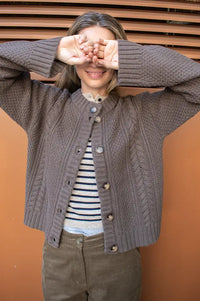 Anne Mi Heather Dark Dun Knit Cardigan