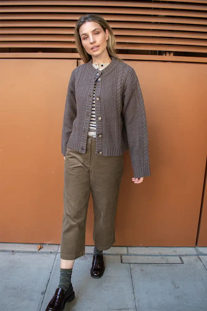 Anne Mi Heather Dark Dun Knit Cardigan