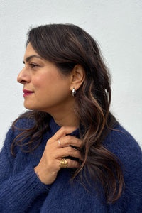 White Chubby Huggie Hoop in Silver - The Mercantile London