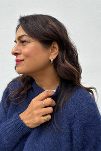 White Chubby Huggie Hoop in Silver - The Mercantile London