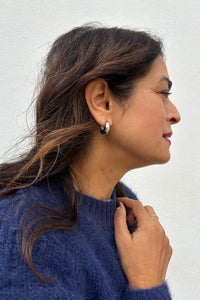 White Chubby Huggie Hoop in Silver - The Mercantile London