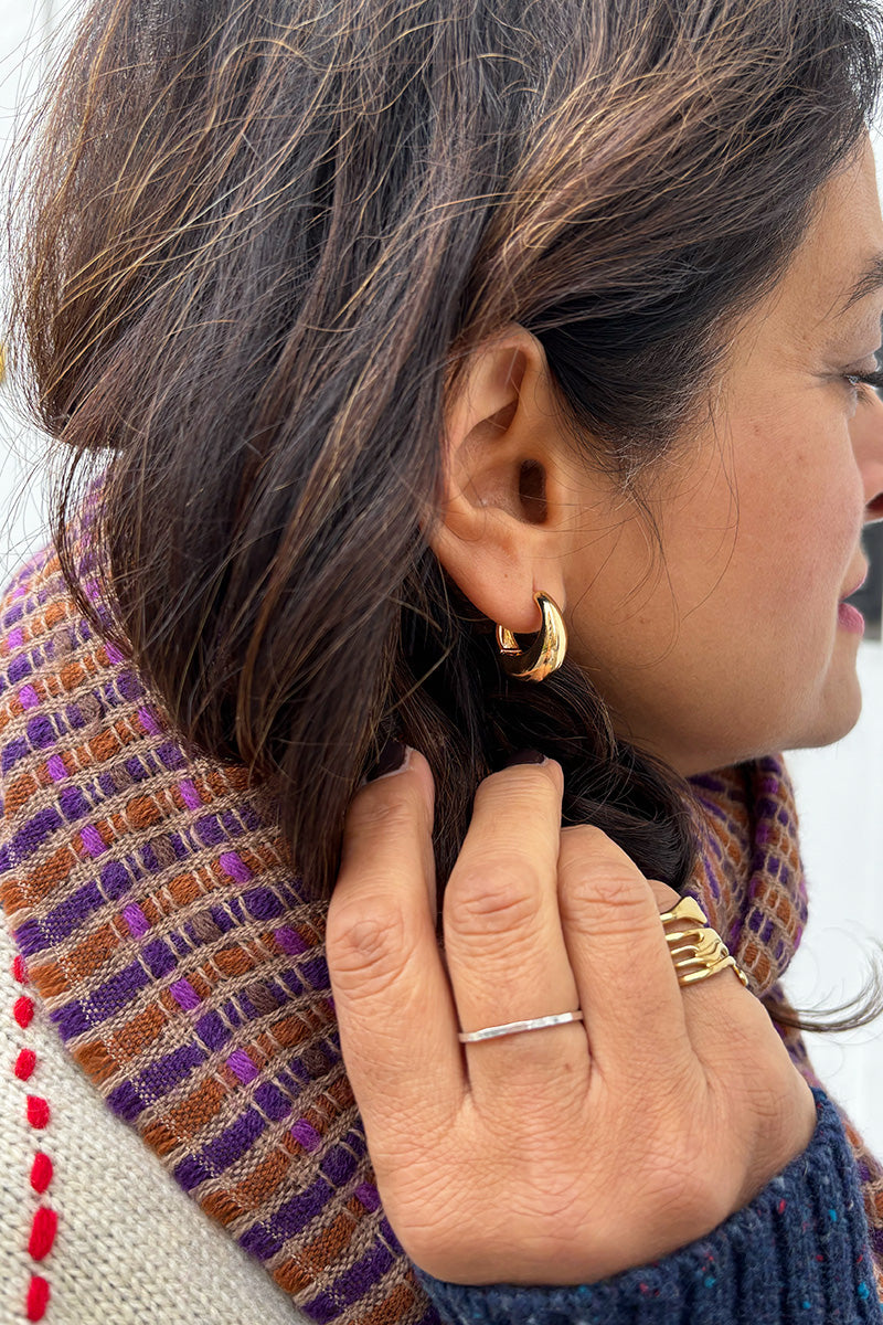 White Chubby Huggie Hoop in Gold - The Mercantile London