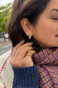 White Chubby Huggie Hoop in Gold - The Mercantile London