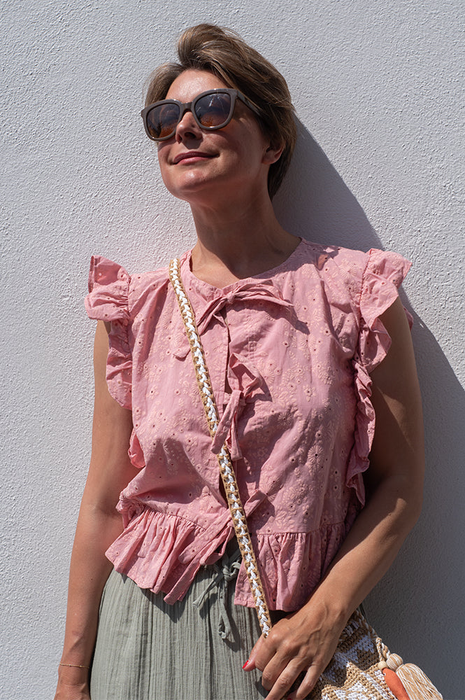 Object Cilie Rose Elegance Sleeveless Blouse - The Mercantile London