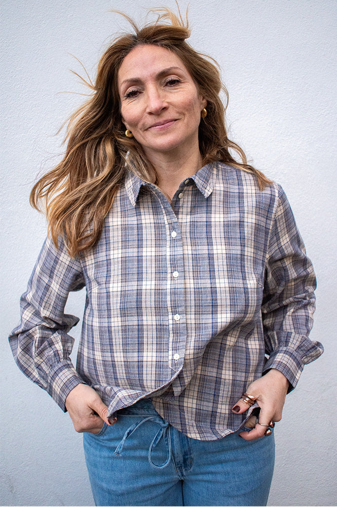 ICHI Cira Blueprint Check Shirt