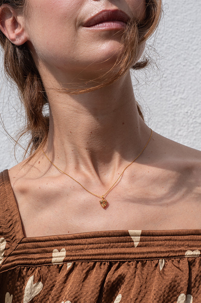 Lunar Citrine Heart Gemstone Necklace - The Mercantile London