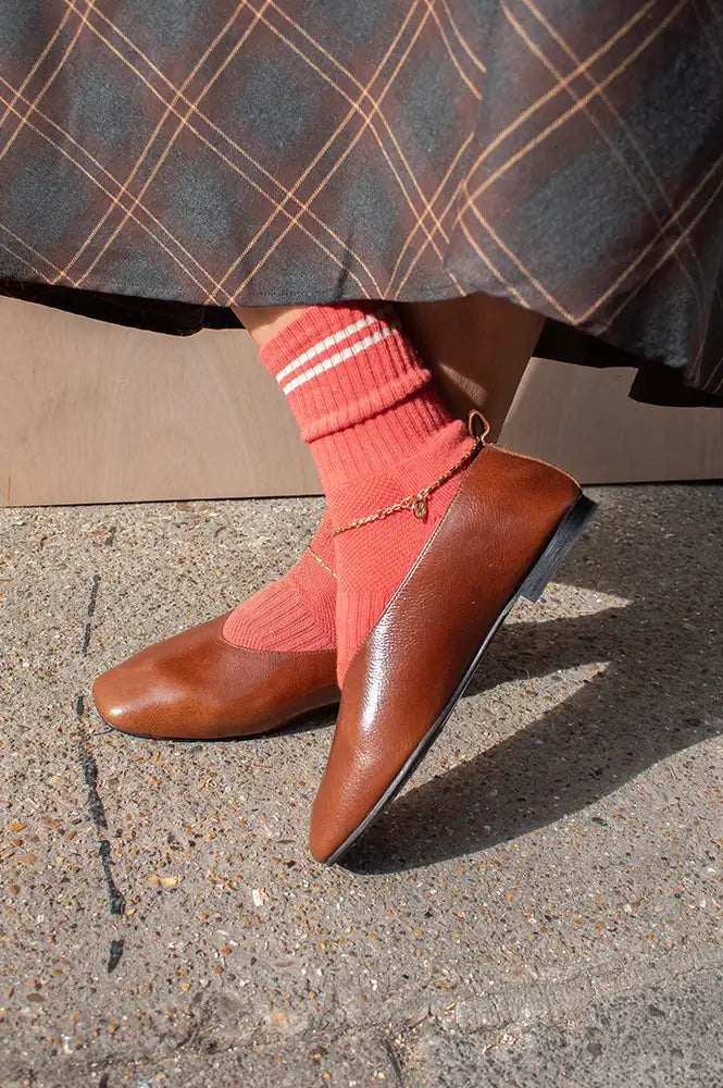 Petite Mendigote Caresse Cognac Leather Ballerinas