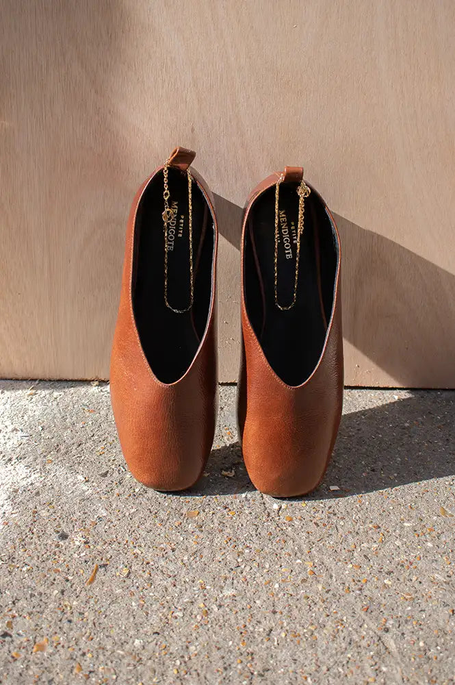 Petite Mendigote Caresse Cognac Leather Ballerinas