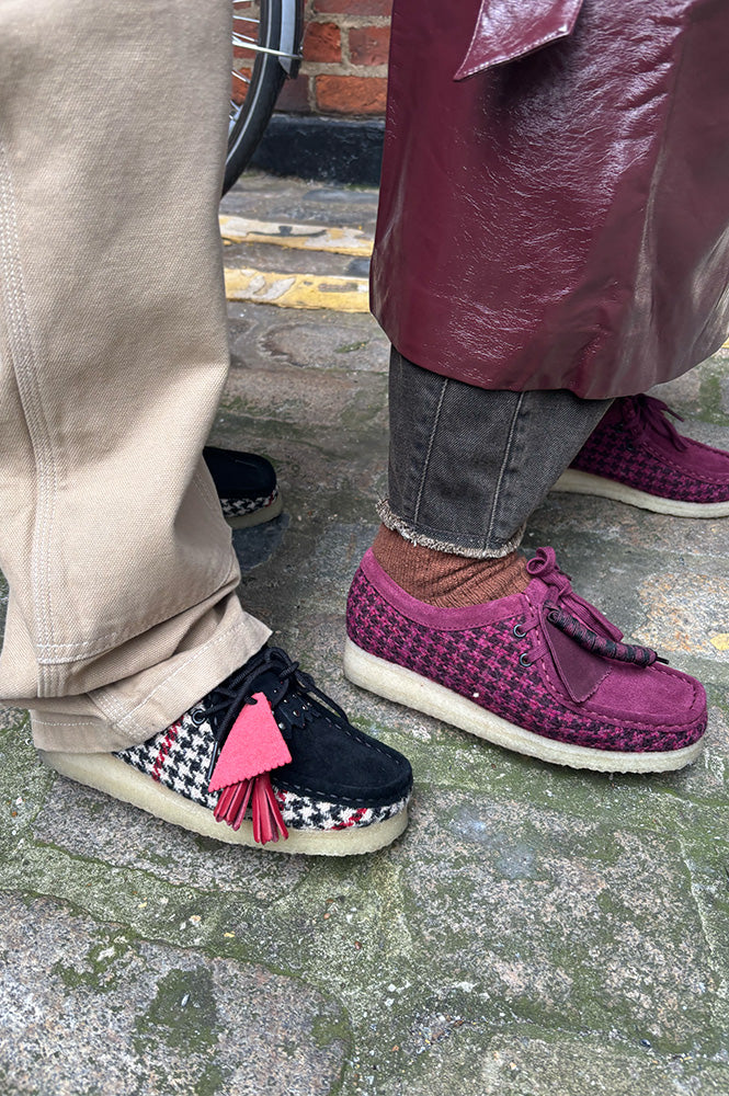 Clarks Plum Harris Tweed Wallabees - The Mercantile London