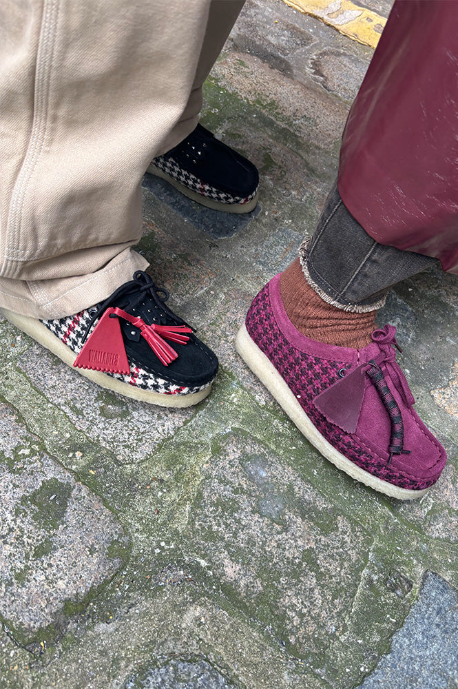 Clarks Plum Harris Tweed Wallabees - The Mercantile London