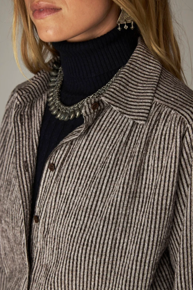 Maison Hotel Claude Coffee Stripes Shirt