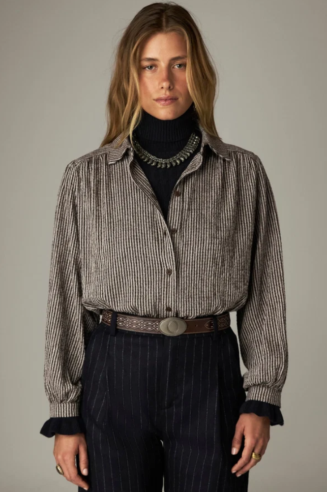 Maison Hotel Claude Coffee Stripes Shirt