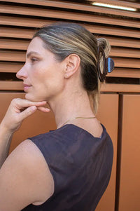 White Brown Oval Cut Out Hair Claw