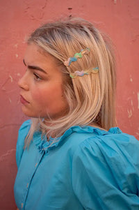 Tiepology Eco Cloud Wave Green Aura Slide Hair Pin Set - The Mercantile London