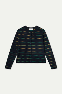 Compania Fantastica Navy Embroidered Flower Cardigan
