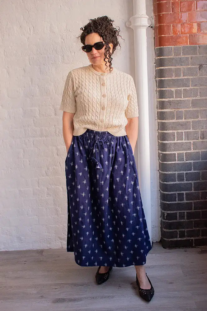 Bibico Una Navy Ikat Print Skirt - The Mercantile London