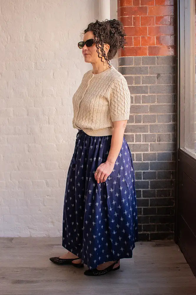 Bibico Una Navy Ikat Print Skirt - The Mercantile London