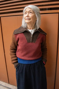 Thinking Mu Brown Block Tanit Sweater