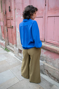 Louche Octavia Blue Crepe Petal Blouse - The Mercantile London