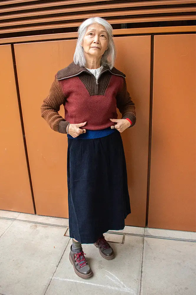 Thinking Mu Brown Block Tanit Sweater