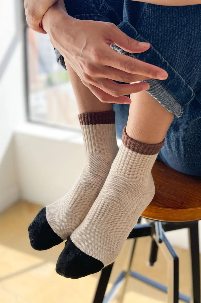Le Bon Shoppe Girlfriend Colour Block Black Coffee Socks - The Mercantile London
