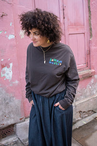 Damson Madder Patchwork Coffee Bean Long Sleeve Tee