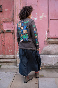 Damson Madder Patchwork Coffee Bean Long Sleeve Tee