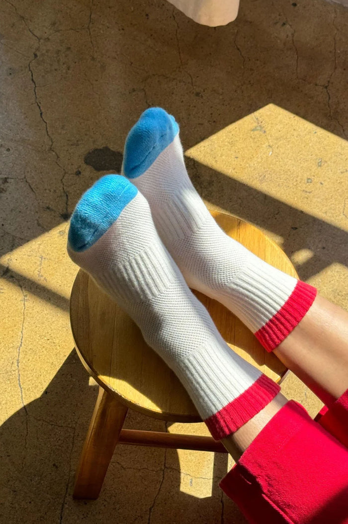 Le Bon Shoppe Girlfriend Colour Block Blue Red Socks - The Mercantile London