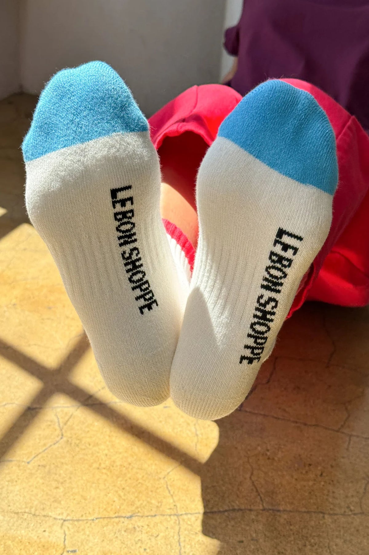 Le Bon Shoppe Girlfriend Colour Block Blue Red Socks - The Mercantile London