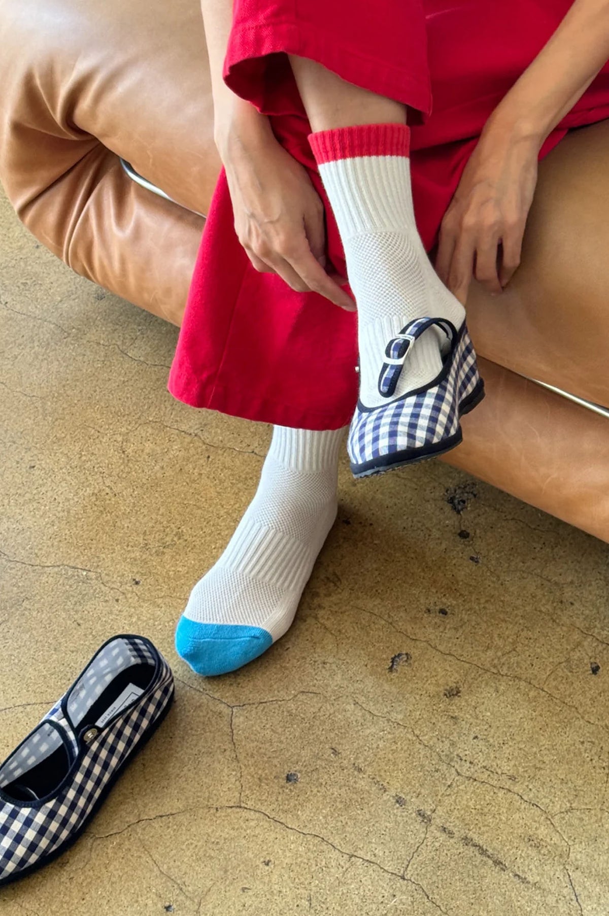 Le Bon Shoppe Girlfriend Colour Block Blue Red Socks - The Mercantile London