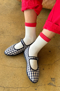 Le Bon Shoppe Girlfriend Colour Block Blue Red Socks - The Mercantile London