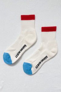 Le Bon Shoppe Girlfriend Colour Block Blue Red Socks - The Mercantile London
