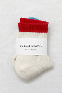 Le Bon Shoppe Girlfriend Colour Block Blue Red Socks - The Mercantile London
